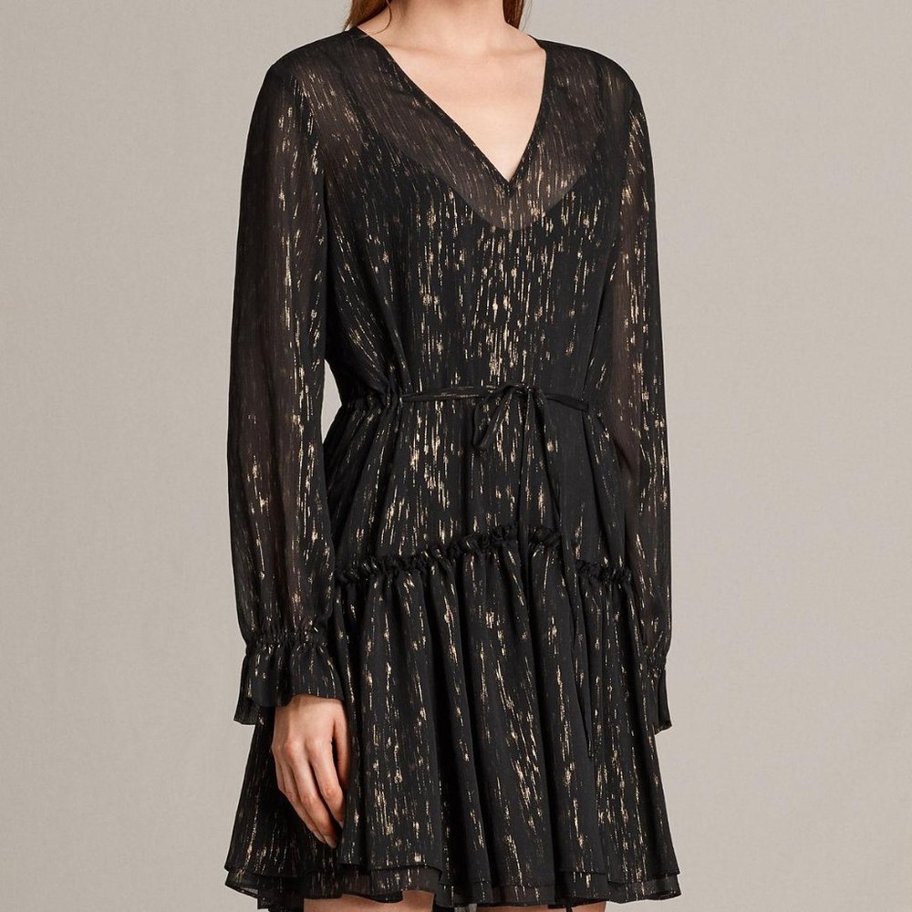 All saints Alia Flec Blackgold dress
